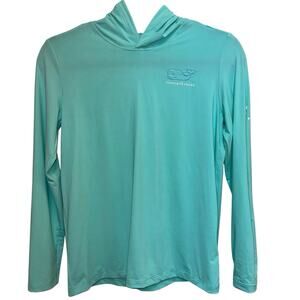Vineyard Vines Kids Large Performance Hoodie Shirt Blue Whale Logo Long Sleeve